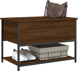 vidaXL - Opbergbankje - 70x42,5x47 - cm - bewerkt - hout - bruin - eikenkleur
