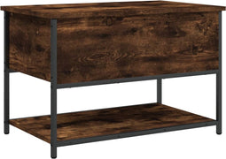 vidaXL - Opbergbankje - 70x42,5x47 - cm - bewerkt - hout - gerookt - eikenkleurig