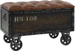 vidaXL - Opbergbankje - 80,5x41x50 - cm - massief - hout - en - kunstleer