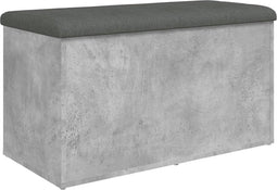 vidaXL - Opbergbankje - 82x42x45 - cm - bewerkt - hout - betongrijs