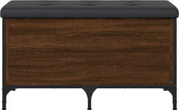 vidaXL - Opbergbankje - 82x42x45 - cm - bewerkt - hout - bruin - eikenkleur