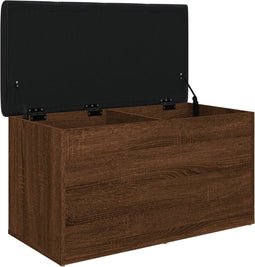 vidaXL - Opbergbankje - 82x42x45 - cm - bewerkt - hout - bruin - eikenkleur