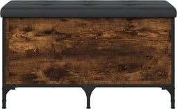 vidaXL - Opbergbankje - 82x42x45 - cm - bewerkt - hout - gerookt - eikenkleurig