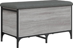 vidaXL - Opbergbankje - 82x42x45 - cm - bewerkt - hout - grijs - sonoma - eikenkleurig