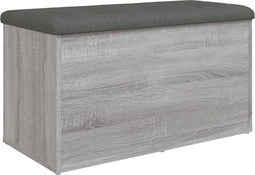 vidaXL - Opbergbankje - 82x42x45 - cm - bewerkt - hout - grijs - sonoma - eikenkleurig