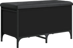 vidaXL - Opbergbankje - 82x42x45 - cm - bewerkt - hout - zwart