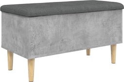 vidaXL - Opbergbankje - 82x42x46 - cm - bewerkt - hout - betongrijs