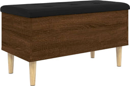 vidaXL - Opbergbankje - 82x42x46 - cm - bewerkt - hout - bruin - eikenkleur