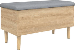 vidaXL - Opbergbankje - 82x42x46 - cm - bewerkt - hout - sonoma - eikenkleurig