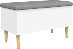 vidaXL - Opbergbankje - 82x42x46 - cm - bewerkt - hout - wit