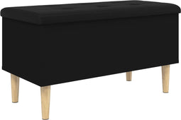 vidaXL - Opbergbankje - 82x42x46 - cm - bewerkt - hout - zwart