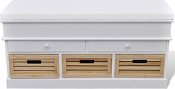 vidaXL - Opbergbankje/halbank - met - kussen, - 2 - lades - en - 3 - kratten