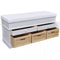 vidaXL - Opbergbankje/halbank - met - kussen, - 2 - lades - en - 3 - kratten