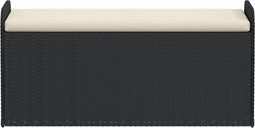 vidaXL - Opbergbankje - met - kussen - 115x51x52 - cm - poly - rattan - zwart