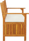 vidaXL - Opbergbankje - met - kussen - 148 - cm - massief - acaciahout