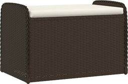 vidaXL - Opbergbankje - met - kussen - 80x51x52 - cm - poly - rattan - bruin