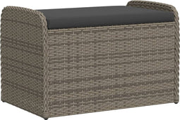 vidaXL - Opbergbankje - met - kussen - 80x51x52 - cm - poly - rattan - grijs
