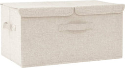 vidaXL - Opbergbox - 50x30x25 - cm - stof - crèmekleurig