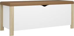 vidaXL - Opbergbox - en - kussen - 105x40x45 - cm - spaanplaat - wit - en - sonoma - eiken