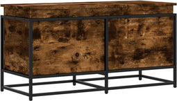 vidaXL - Opbergbox - met - deksel - 100x40x51,5 - cm - bewerkt - hout - gerookt - eiken