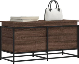 vidaXL - Opbergbox - met - deksel - 100x40x51,5 - cm - bewerkt - hout - bruin - eiken