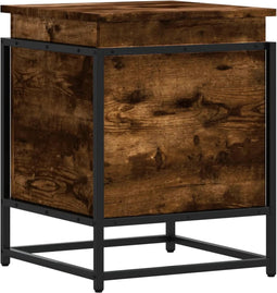 vidaXL - Opbergbox - met - deksel - 40x40x51,5 - cm - bewerkt - hout - gerookt - eiken