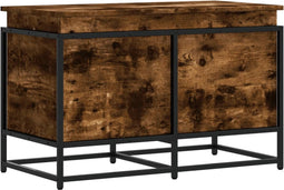 vidaXL - Opbergbox - met - deksel - 80x40x51,5 - cm - bewerkt - hout - gerookt - eiken