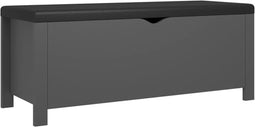 vidaXL - Opbergbox - met - kussen - 105x40x45 - cm - bewerkt - hout - grijs