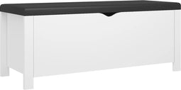 vidaXL - Opbergbox - met - kussen - 105x40x45 - cm - bewerkt - hout - wit