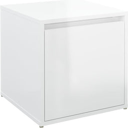 vidaXL - Opbergbox - met - lade - 40,5x40x40 - cm - bewerkt - hout - hoogglans - wit