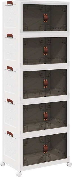 vidaXL - Opbergbox - stapelbaar - met - wielen - 5-laags - 75 - L - 64x40x179 - cm