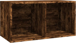 vidaXL - Opbergbox - voor - LP's - 71x34x36 - cm - bewerkt - hout - gerookt - eikenkleur