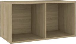 vidaXL - Opbergbox - voor - LP's - 71x34x36 - cm - bewerkt - hout - sonoma - eikenkleur
