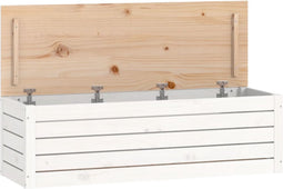 vidaXL - Opbergbox - wit - 109x36,5x33 - cm - massief - grenenhout