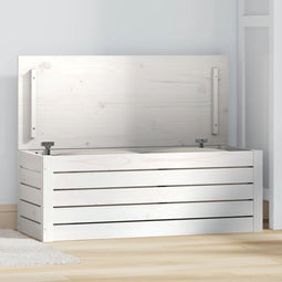 vidaXL - Opbergbox - wit - 89x36,5x33 - cm - massief - grenenhout