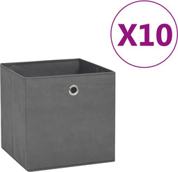 vidaXL - Opbergboxen - 10 - st - 28x28x28 - cm - nonwoven - stof - grijs