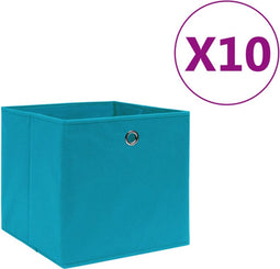 vidaXL - Opbergboxen - 10 - st - 28x28x28 - cm - nonwoven - stof - babyblauw