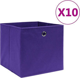 vidaXL - Opbergboxen - 10 - st - 28x28x28 - cm - nonwoven - stof - paars