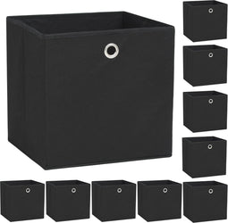vidaXL - Opbergboxen - 10 - st - 32x32x32 - cm - nonwoven - stof - zwart