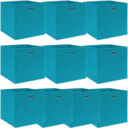 vidaXL - Opbergboxen - 10 - st - 32x32x32 - cm - stof - babyblauw