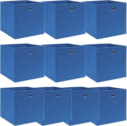 vidaXL - Opbergboxen - 10 - st - 32x32x32 - cm - stof - blauw