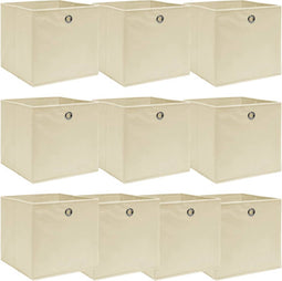 vidaXL - Opbergboxen - 10 - st - 32x32x32 - cm - stof - crèmekleurig