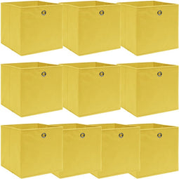 vidaXL - Opbergboxen - 10 - st - 32x32x32 - cm - stof - geel