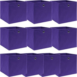 vidaXL - Opbergboxen - 10 - st - 32x32x32 - cm - stof - paars