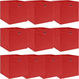 vidaXL - Opbergboxen - 10 - st - 32x32x32 - cm - stof - rood