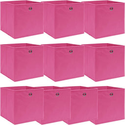 vidaXL - Opbergboxen - 10 - st - 32x32x32 - cm - stof - roze