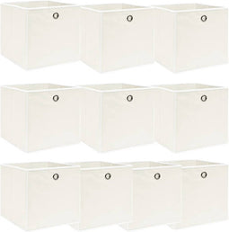 vidaXL - Opbergboxen - 10 - st - 32x32x32 - cm - stof - wit
