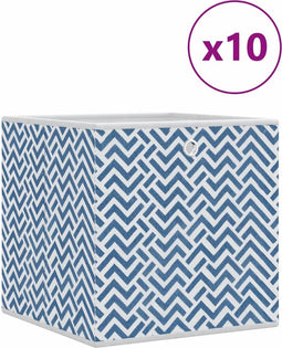 vidaXL - Opbergboxen - 10 - st - inklapbaar - 32x32x32 - cm - ongeweven - stof - blauw
