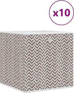vidaXL - Opbergboxen - 10 - st - inklapbaar - 32x32x32 - cm - ongeweven - stof - bruin