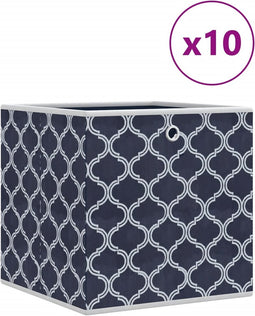vidaXL - Opbergboxen - 10 - st - inklapbaar - 32x32x32 - cm - ongeweven - stof - blauw